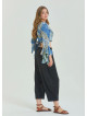 Adjustable Waist Black Women's Plus Size Trousers with Rope Detail 4622